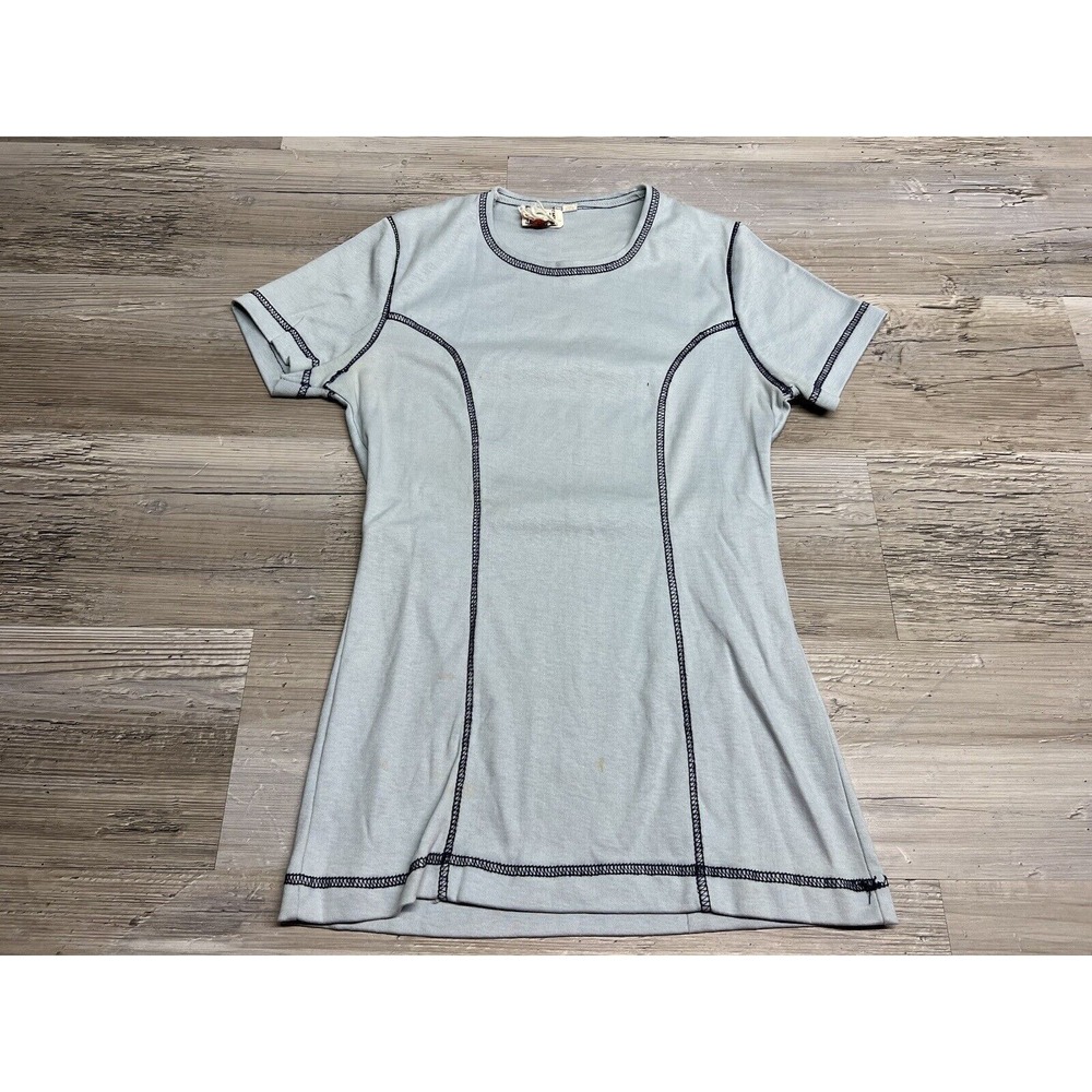 Organically Grown Arpeja T-Shirt M Blue Contrast Seam Fitted Retro Sporty